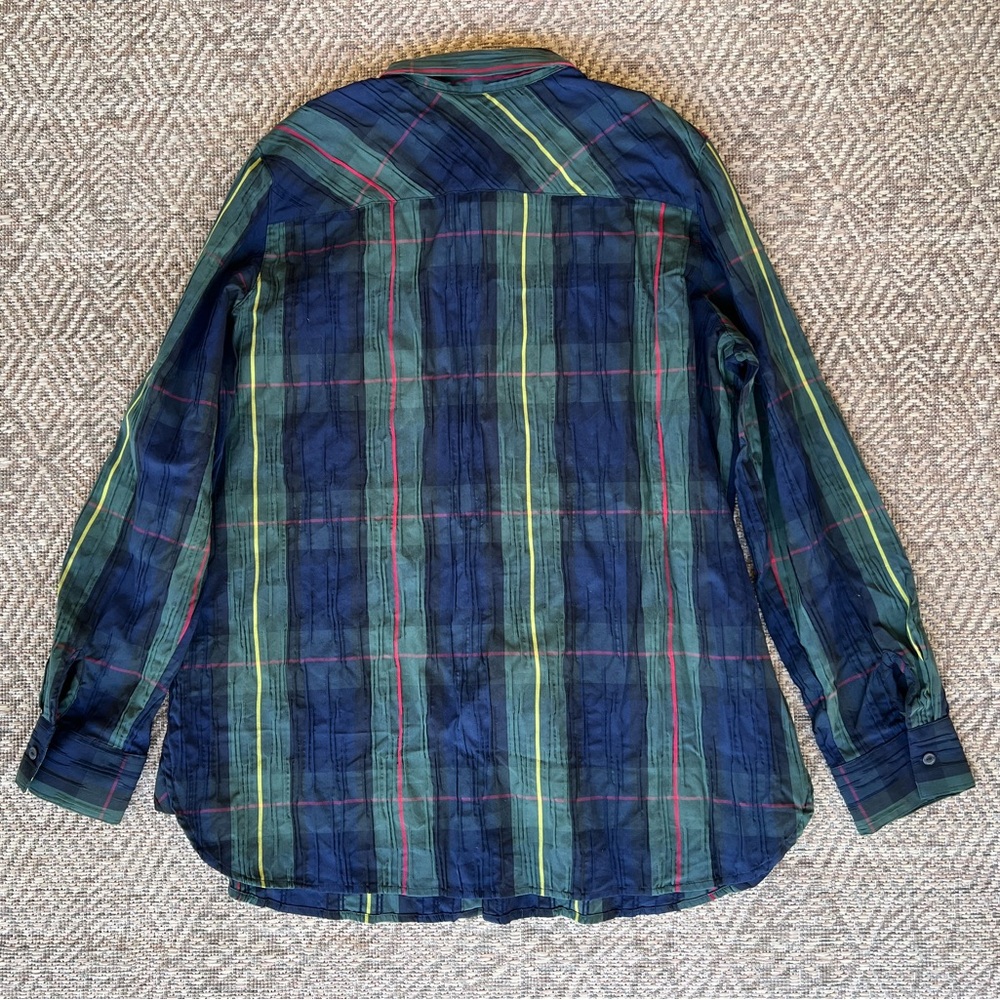 Foxcroft Germaine Plaid Crinkle Buffalo Long Sleeve Button Down Size 16 Holiday - Picture 6 of 6